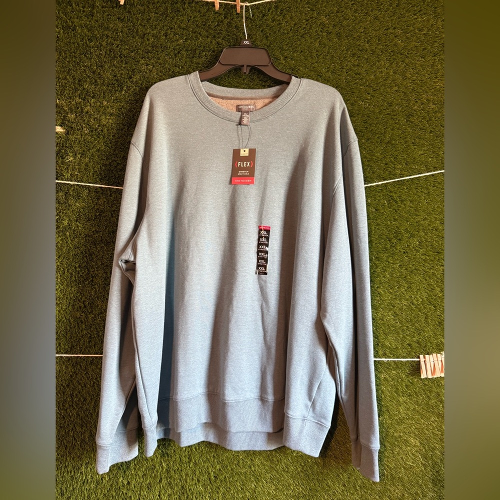 Men’s XXL Van Heusen Blue Flex Fleece Classic Fit Crewneck Sweater